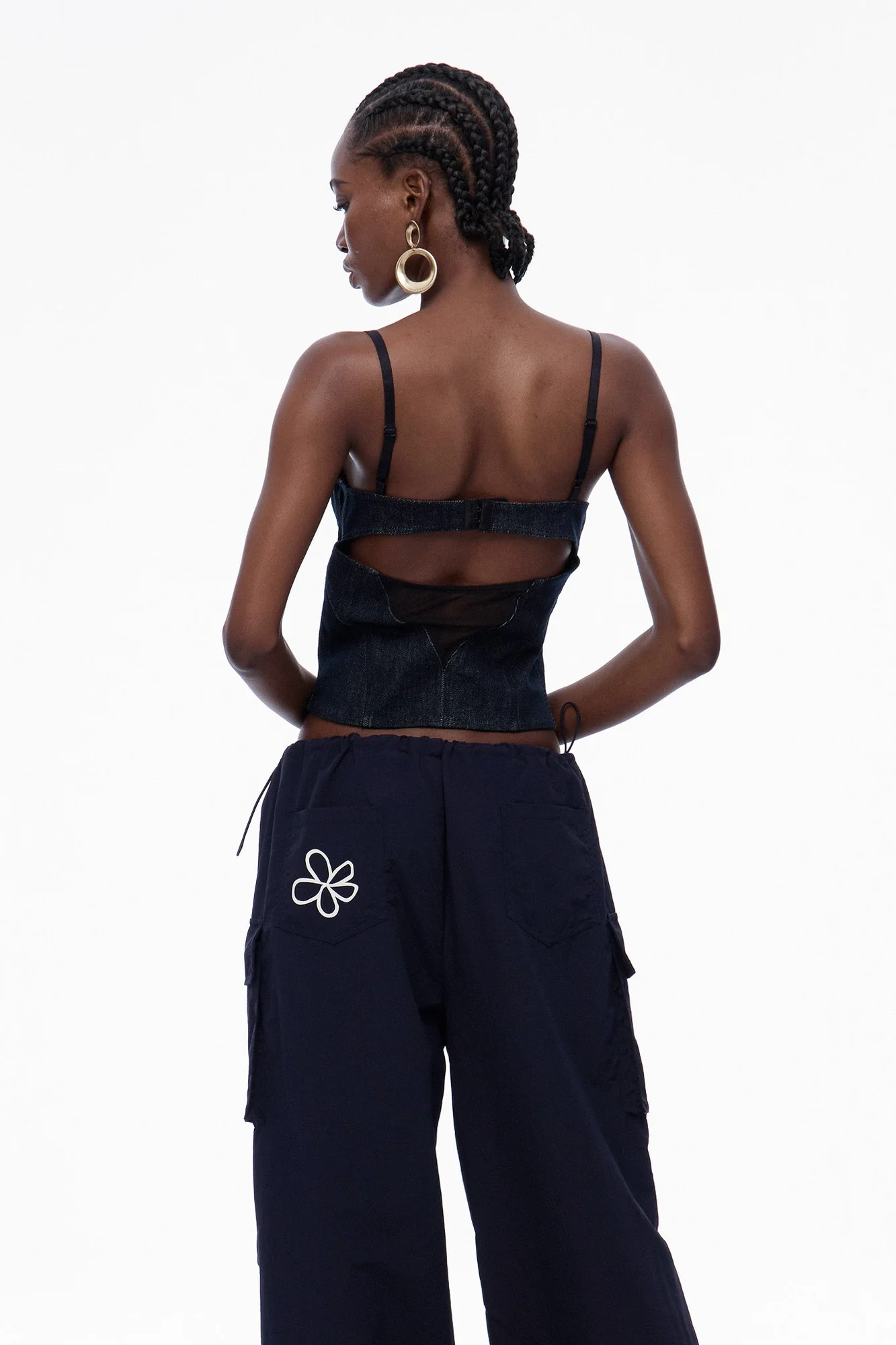 Denim Corset Spaghetti Top | Elegant & Edgy Style