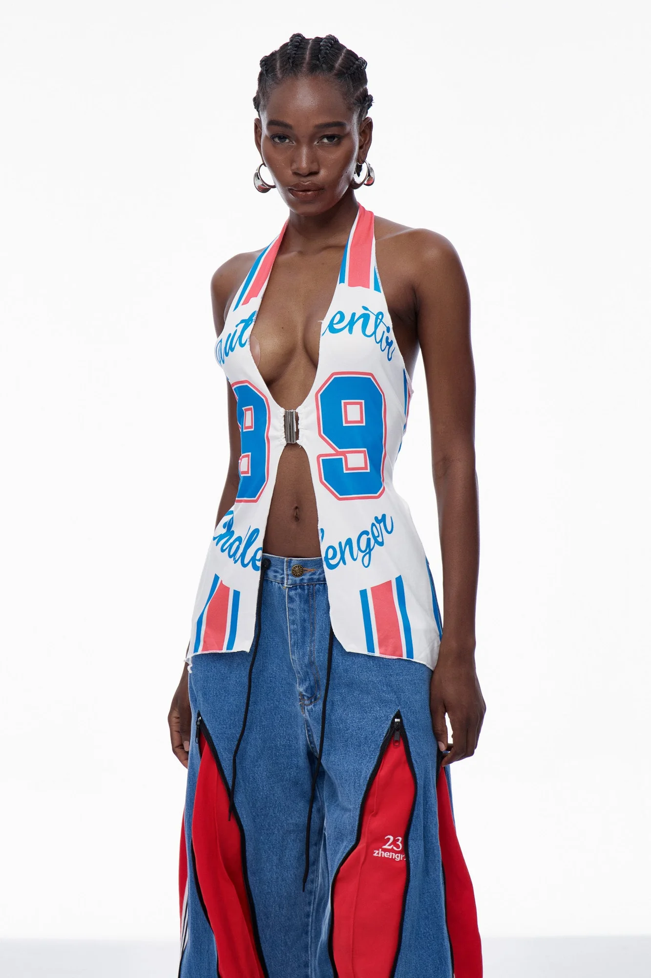 White Halter Neck Printed Top - Stylish Cap Sleeve Design