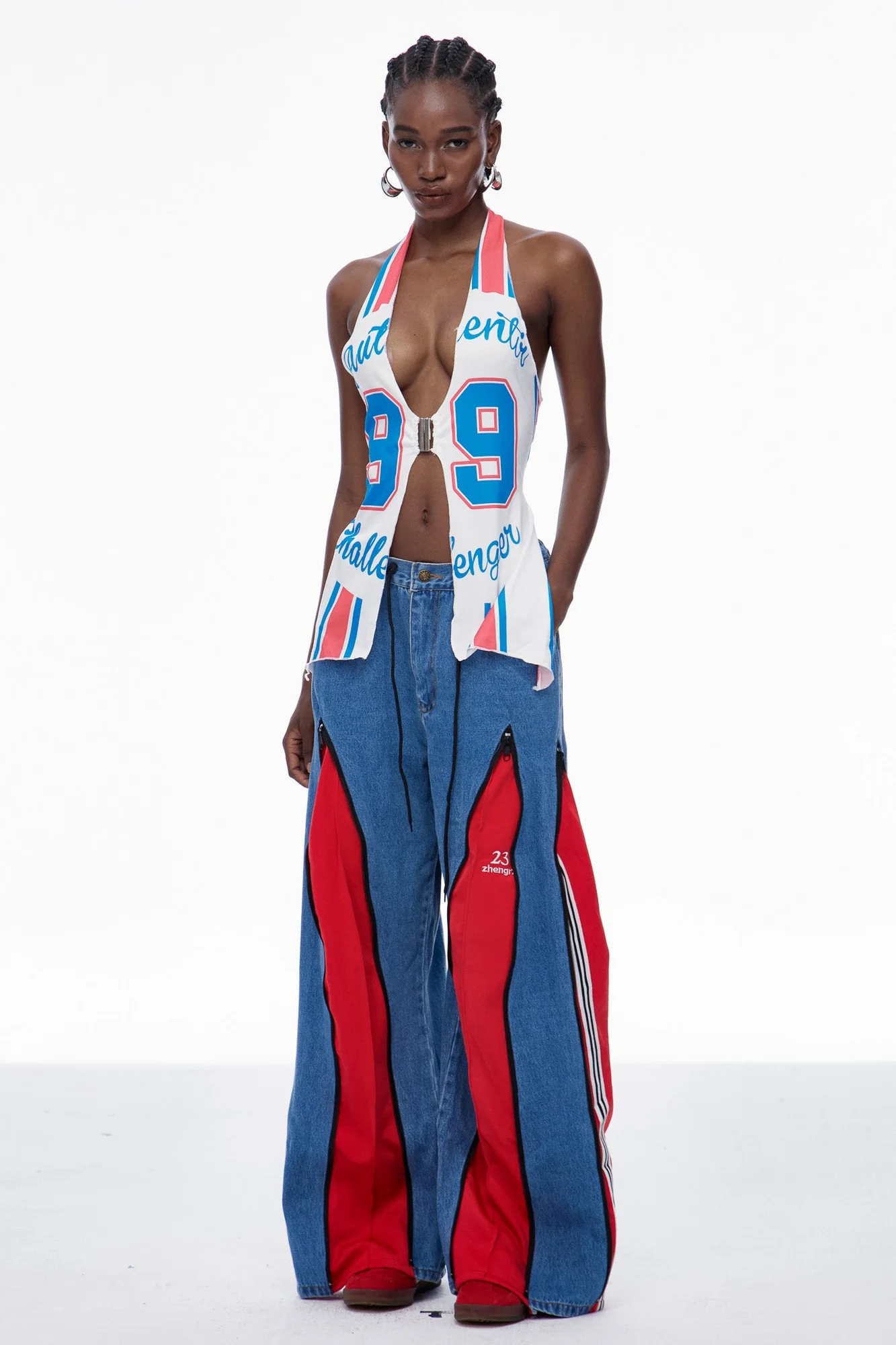 White Halter Neck Printed Top - Stylish Cap Sleeve Design