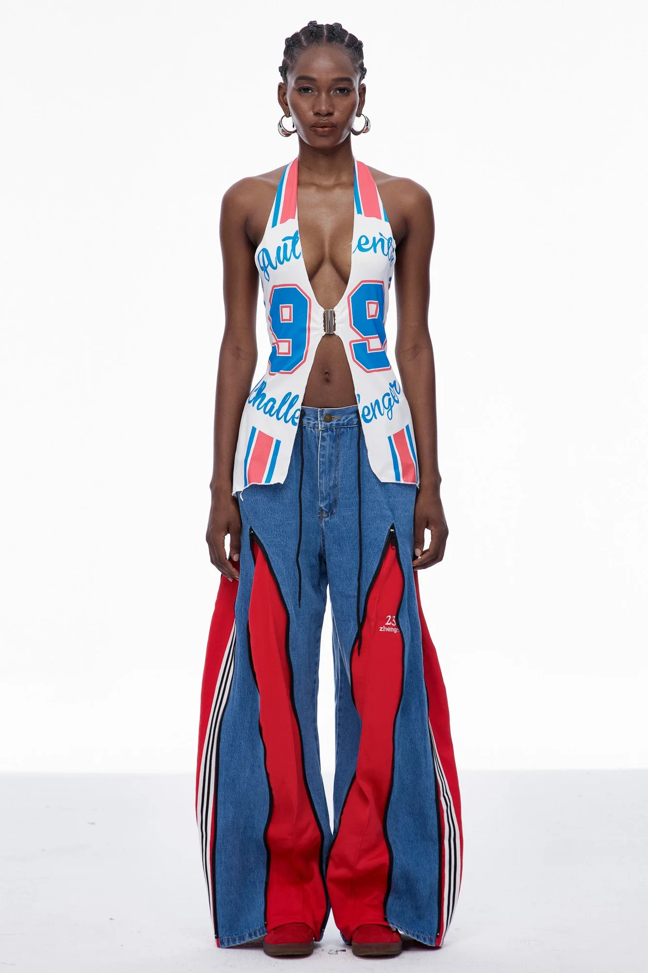 White Halter Neck Printed Top - Stylish Cap Sleeve Design