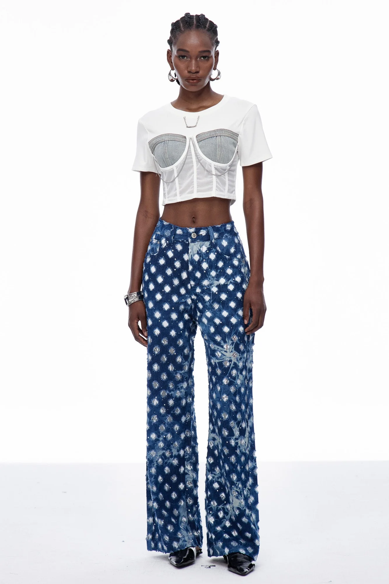 Chain Corset Top in White | Stylish Urban Edge Fashion