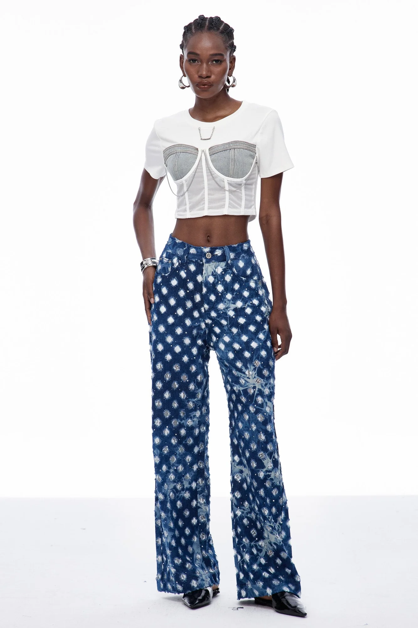 Chain Corset Top in White | Stylish Urban Edge Fashion