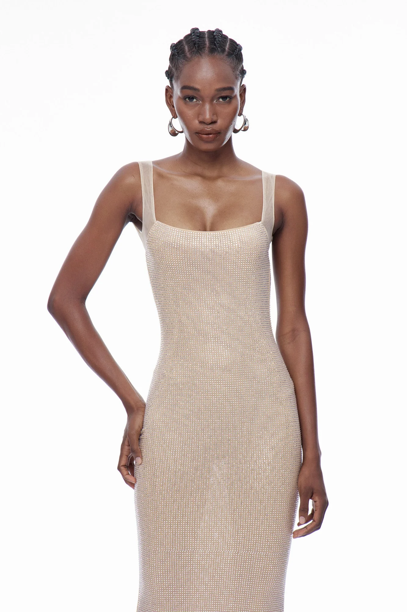 Apricot Sequin Backless Maxi Dress - Elegant Evening Gown