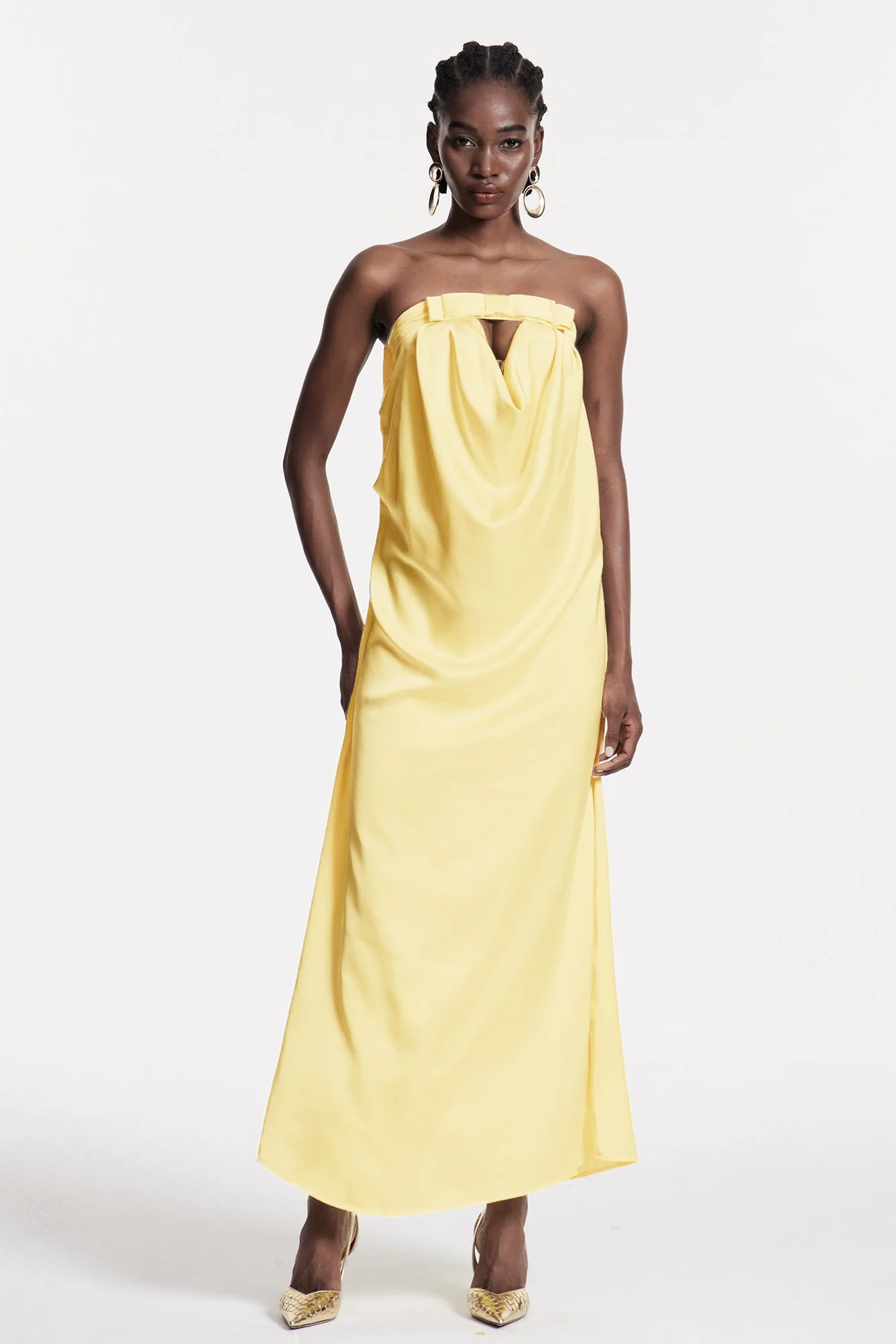 Yellow Strapless Bow Maxi Dress - Elegant & Versatile