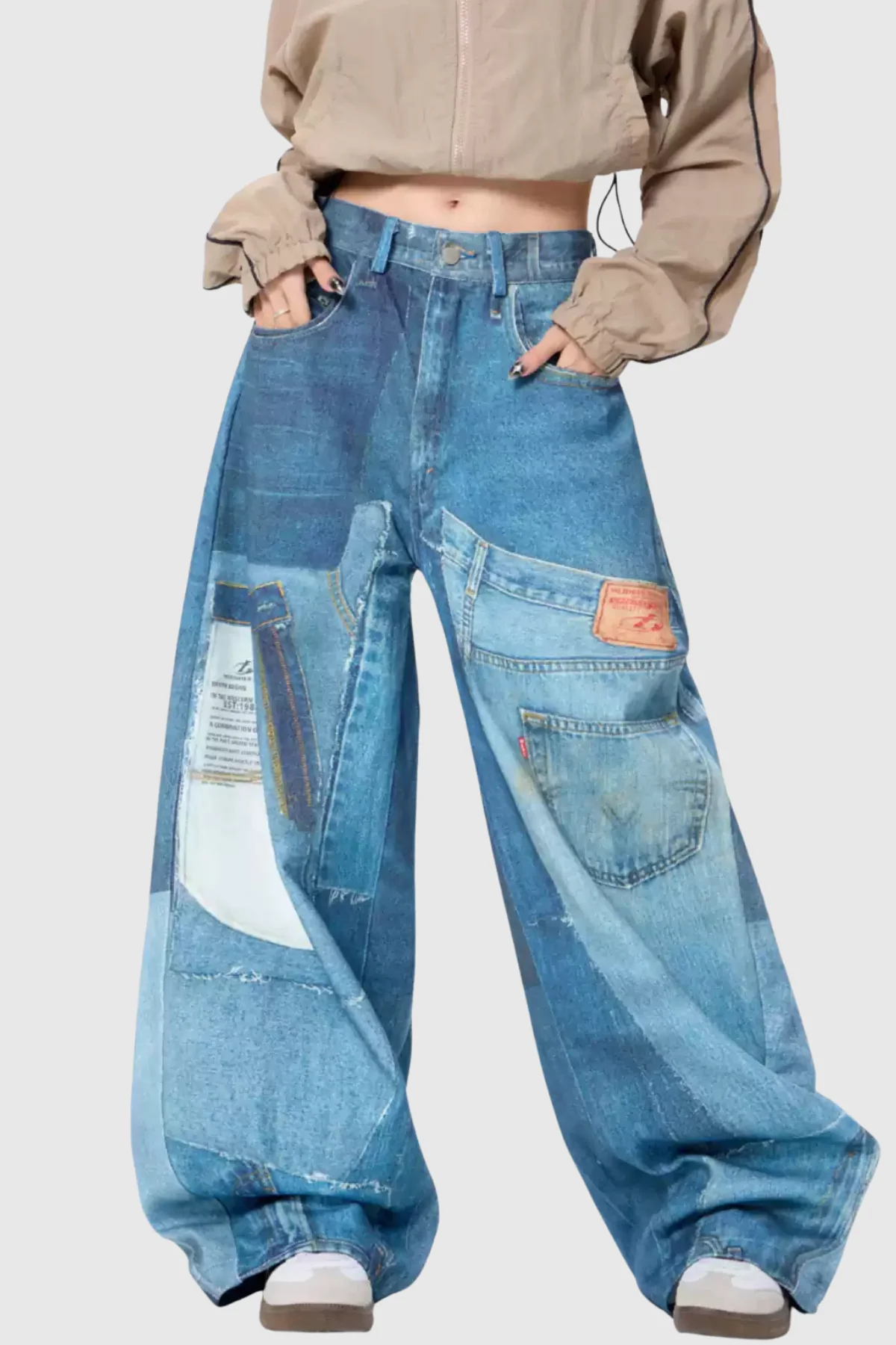 Blue Chagatai Print Baggy Jeans - Urban Edge Fashion
