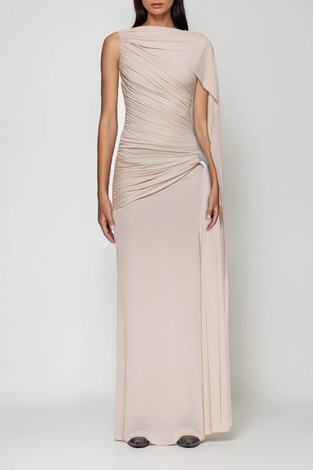 Pink Maxi Dress with Shawl Detail for Elegant Events