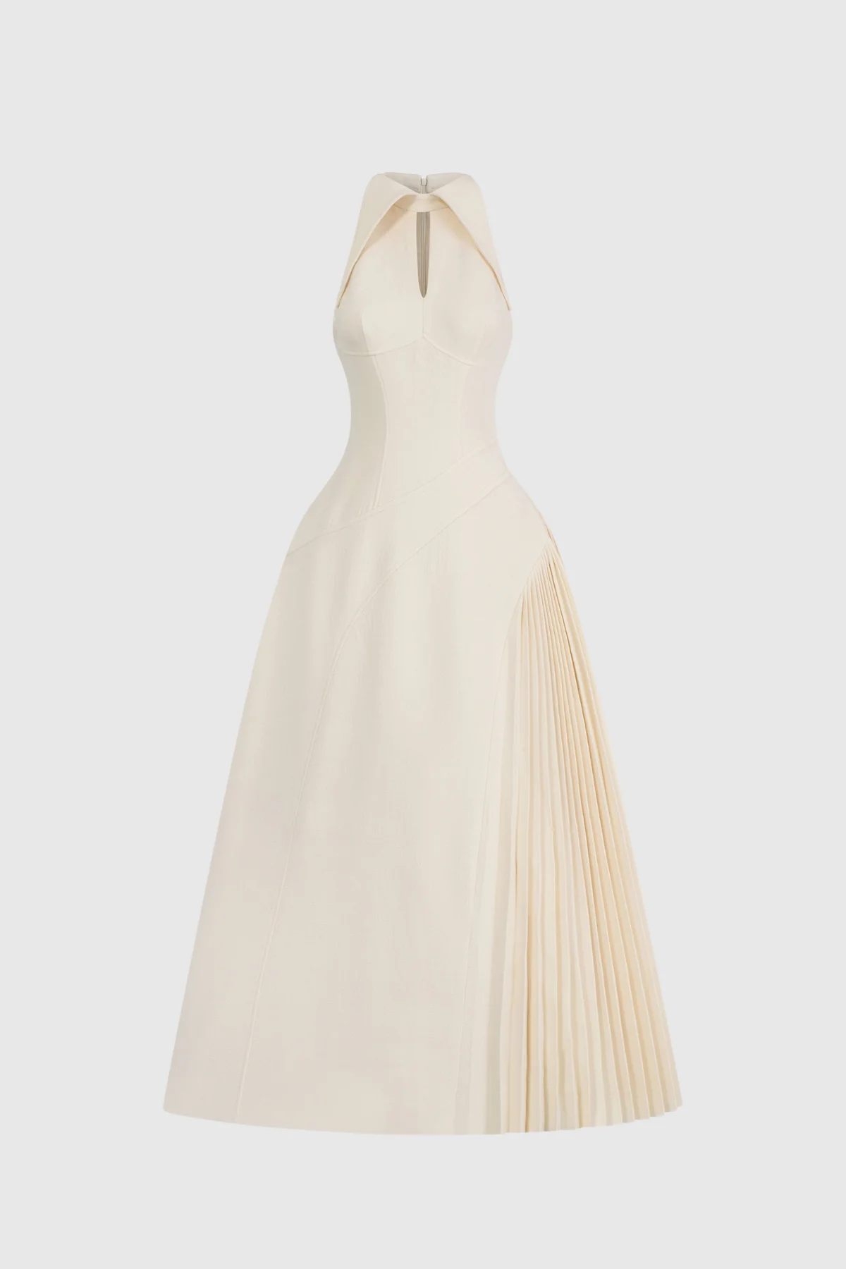 White Ruched Deconstruct Sleeveless Maxi Dress - Elegant Modern Design