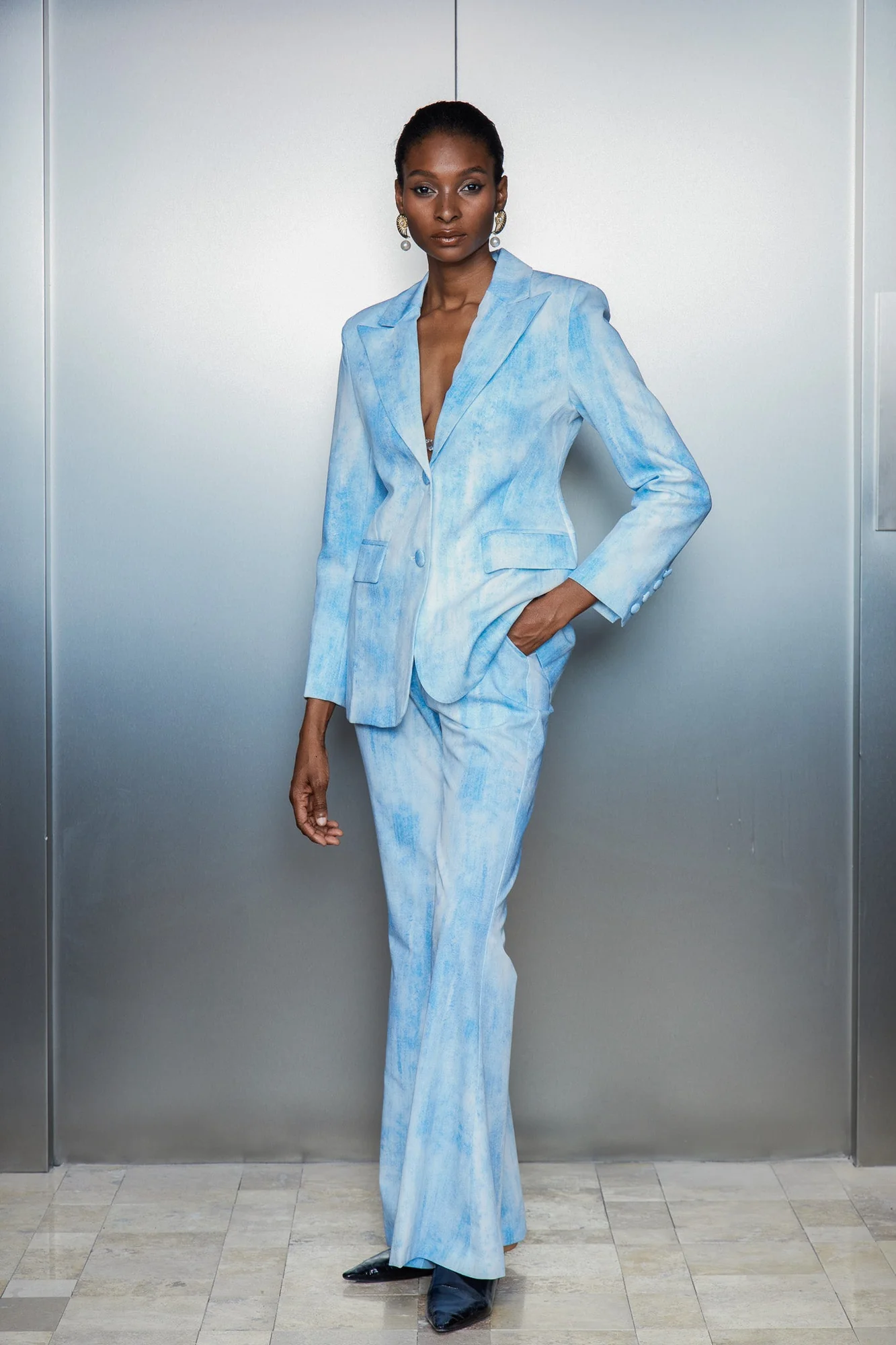 Blue Tie Dye Hayley Blazer and Pants Set