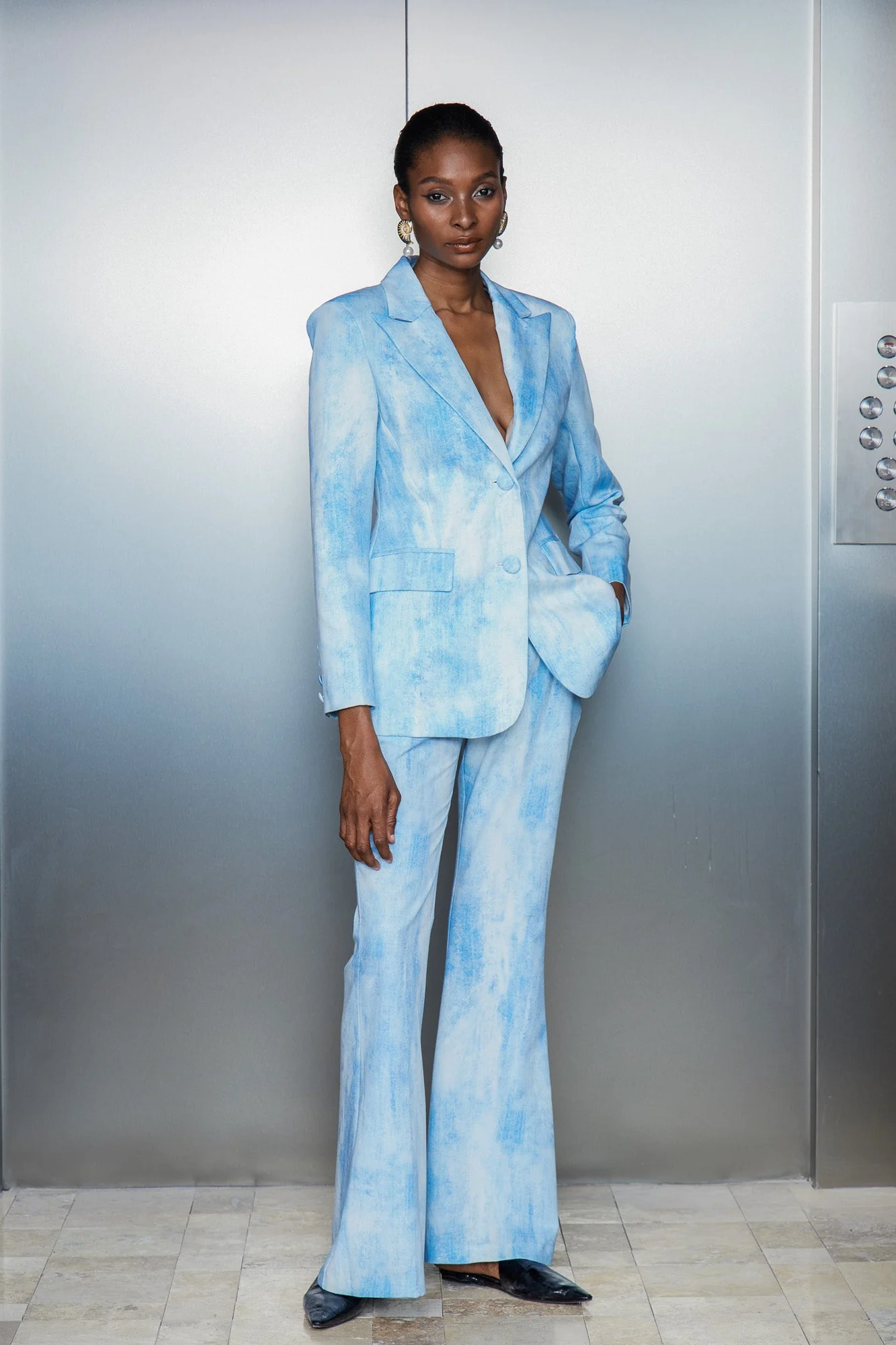 Blue Tie Dye Hayley Blazer and Pants Set