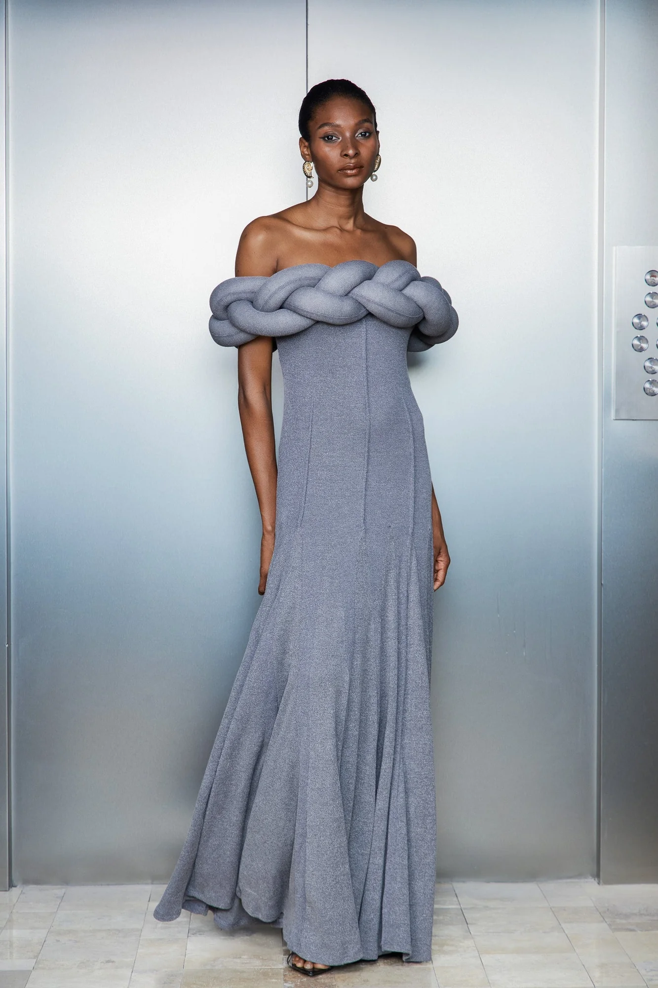 Elegant Ruffle Maxi Dress - Off Shoulder Design