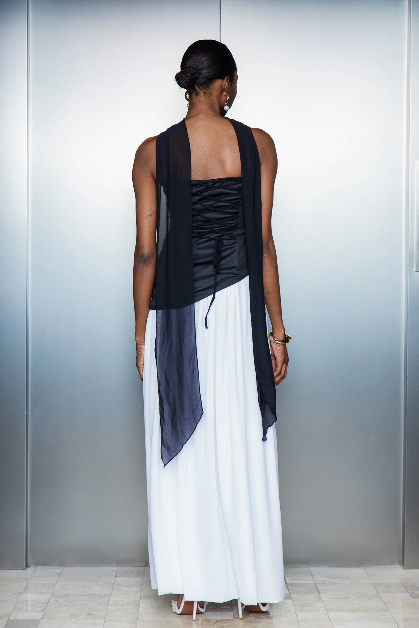Black Ruffle Asymmetric Maxi Dress - Elegant Statement Piece