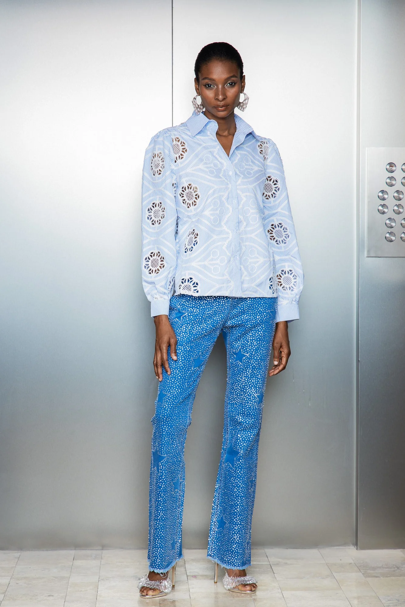 Rhinestone Star Blue Jeans