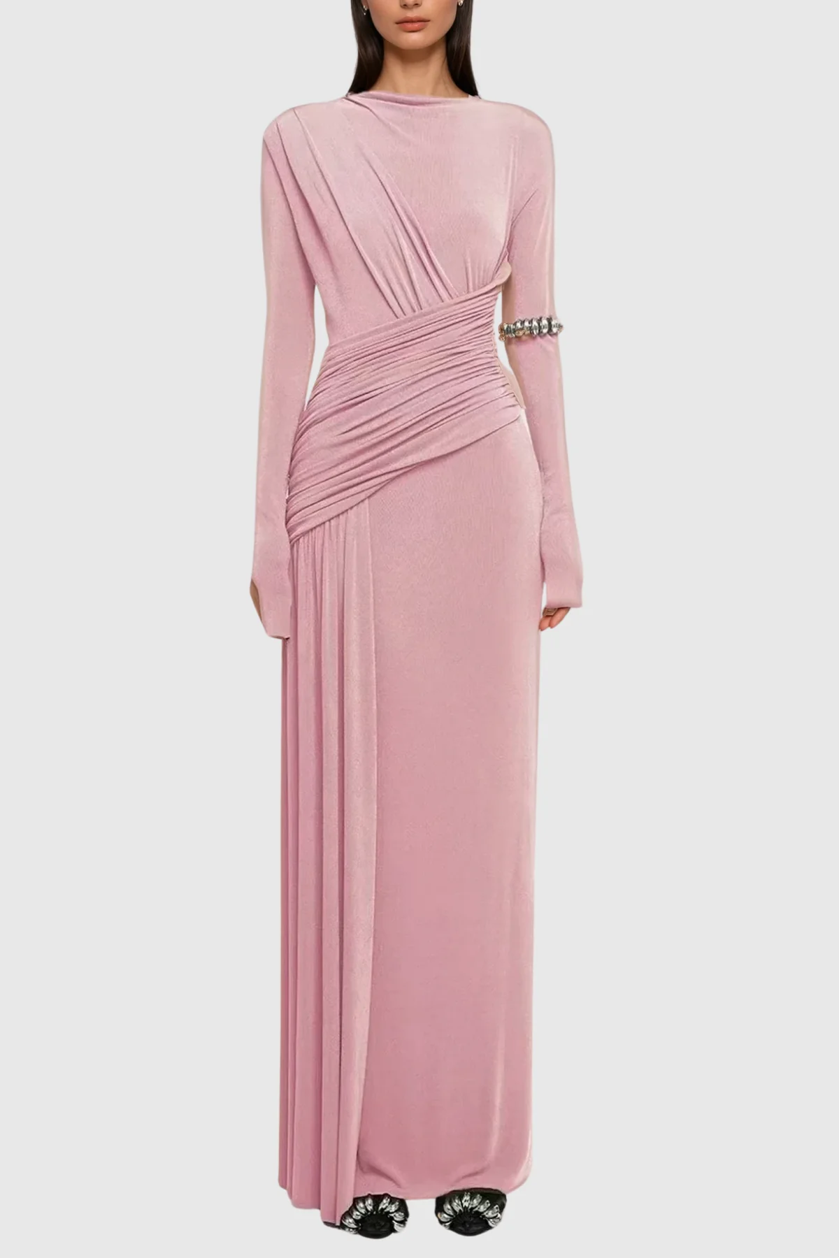 Pink Asymmetric Maxi Dress - Flattering Silhouette | Innovare Denim