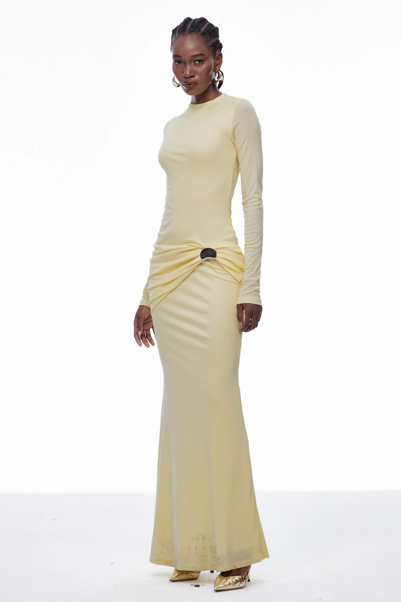 Yellow Ruched Bodycon Maxi Dress - Sleek & Figure-Enhancing