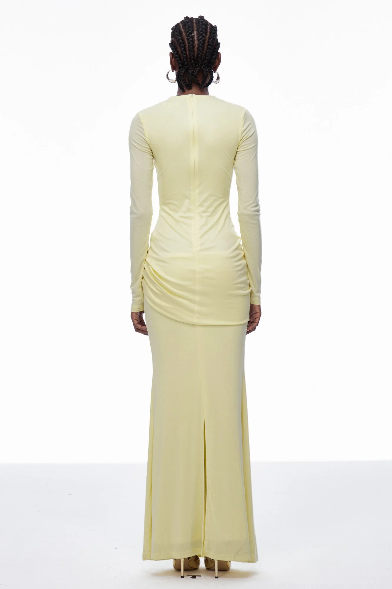 Yellow Ruched Bodycon Maxi Dress - Sleek & Figure-Enhancing