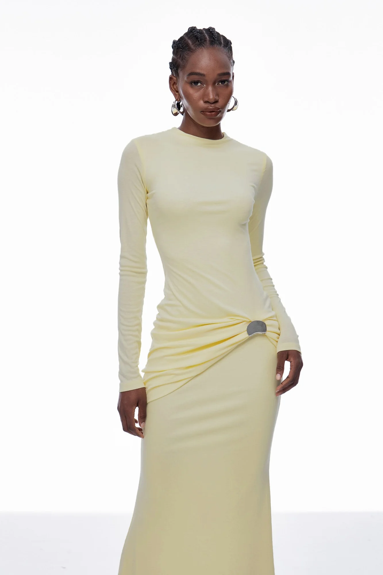 Yellow Ruched Bodycon Maxi Dress - Sleek & Figure-Enhancing