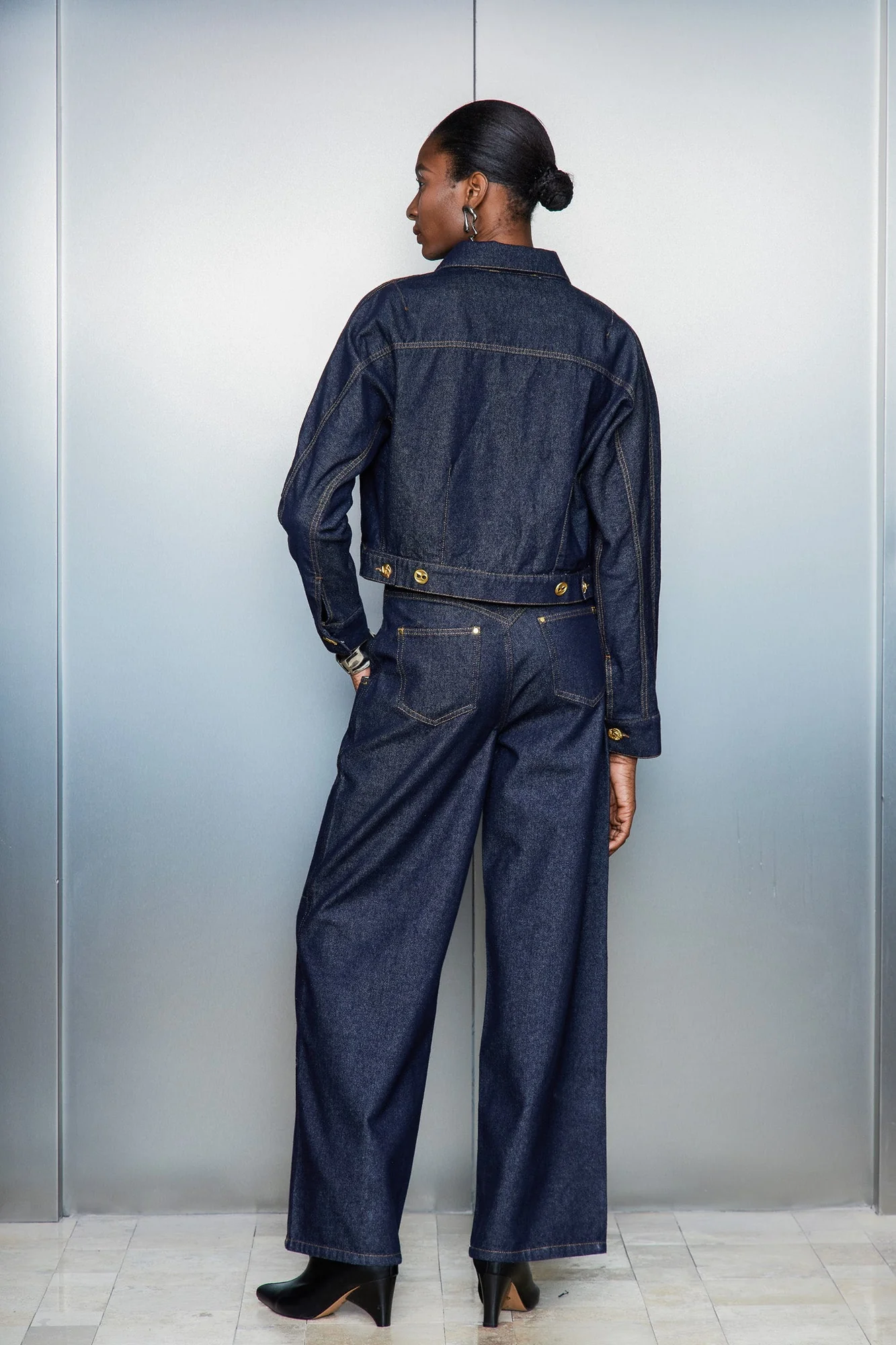 Classic Blue Button Straight Mens Jeans