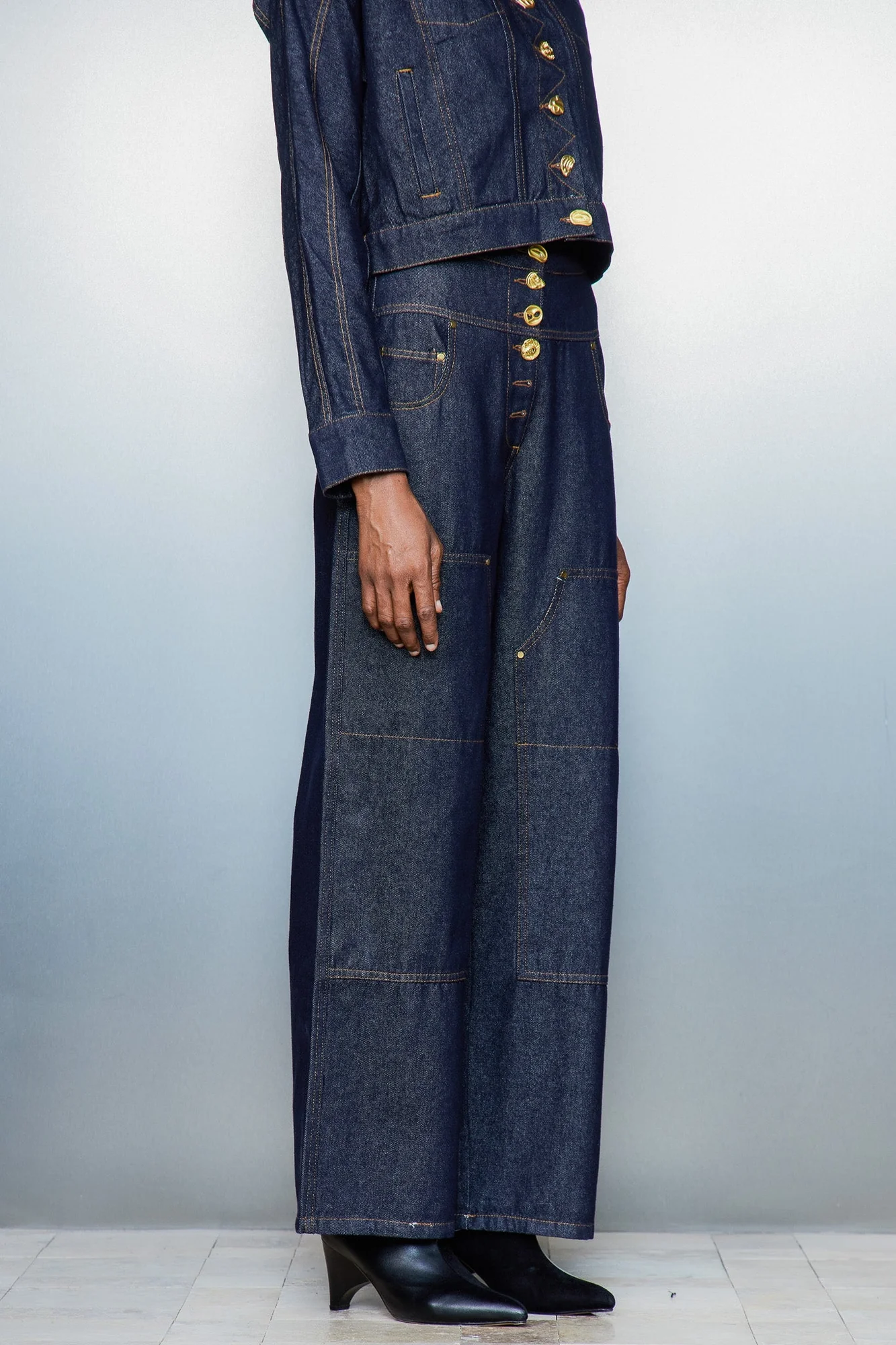 Classic Blue Button Straight Mens Jeans