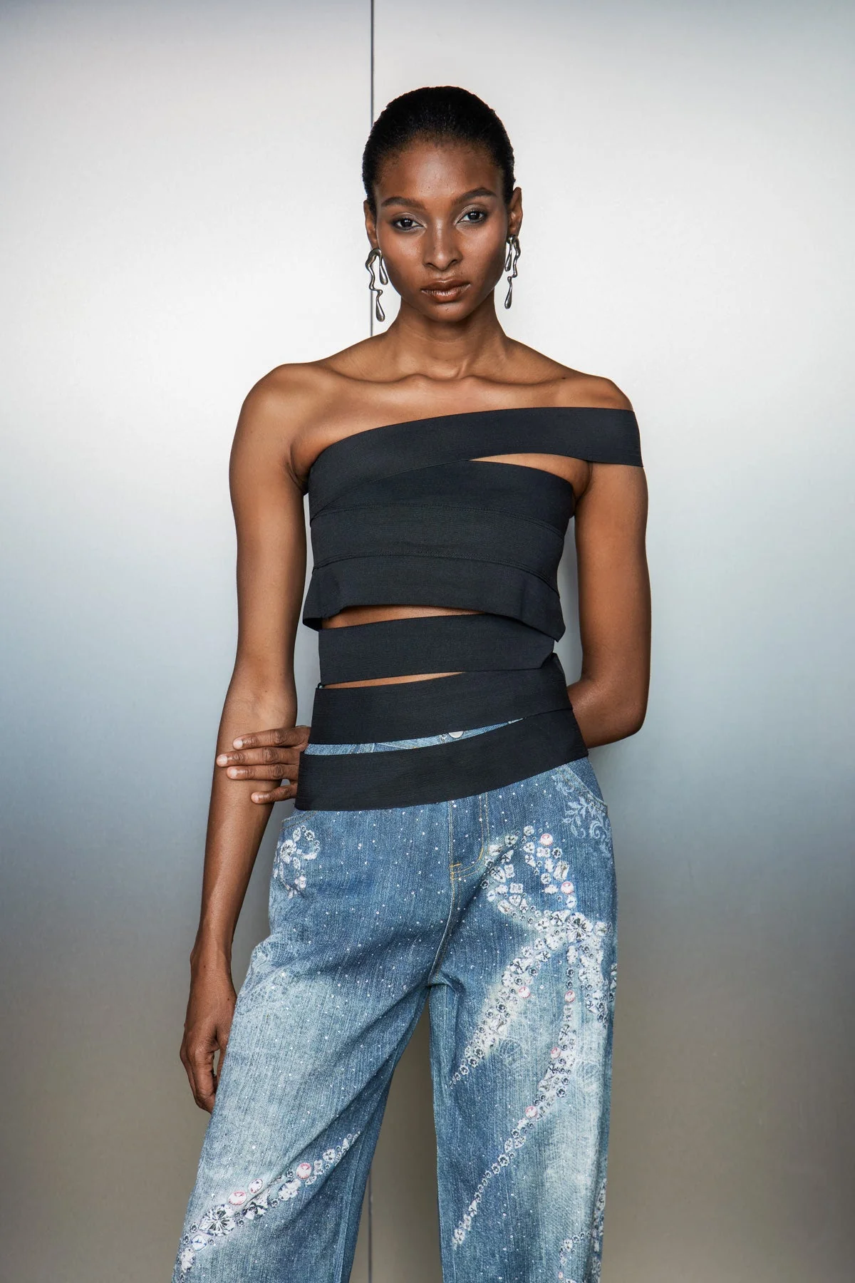 Black Asymmetric Cutout Top for Women | Elegant Style Statement