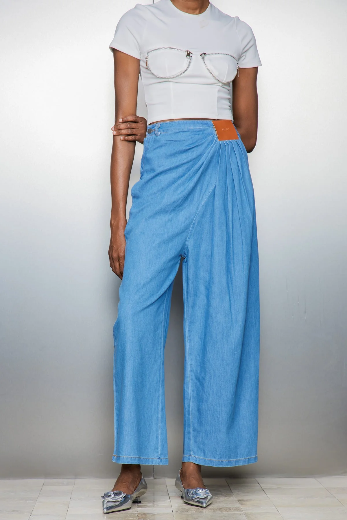 Blue Asymmetric Cut Denim Jeans