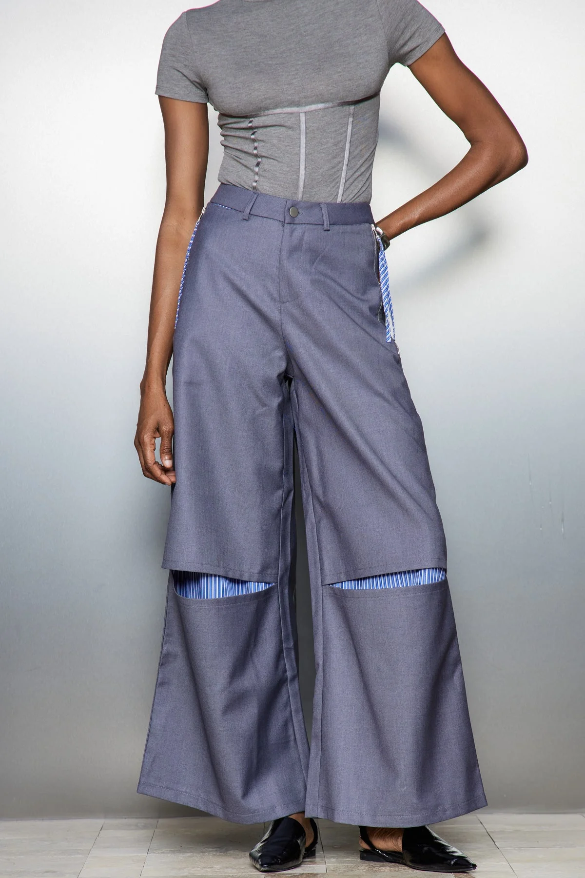 Modern Cutout Stripe Pants - Urban Edge Purple Pants