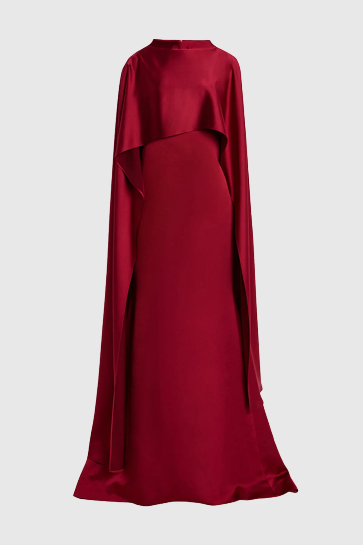 Red Shawl Collar Ruched Maxi Dress