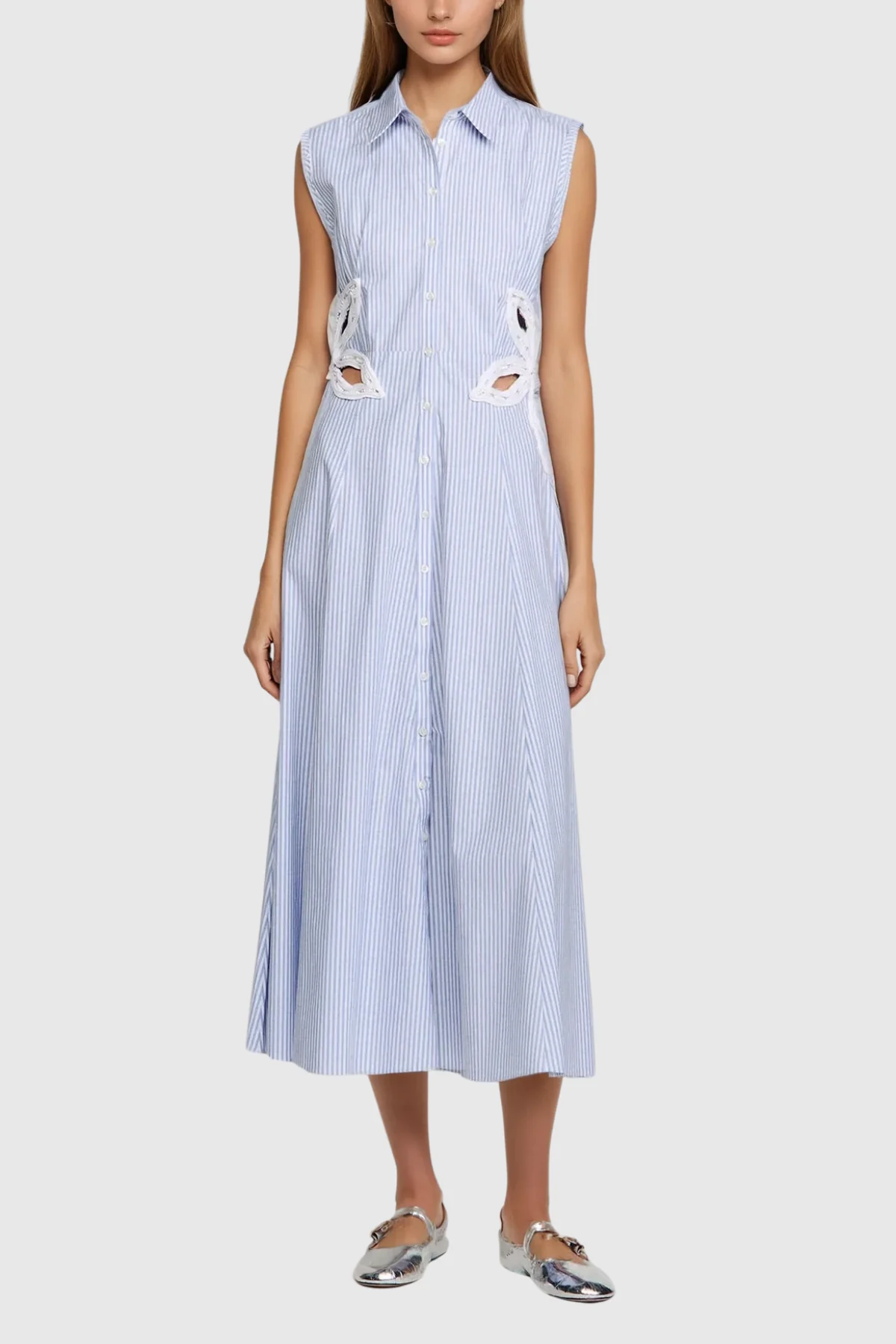 Striped Floral Cutout Maxi Dress - Elegant & Versatile Style