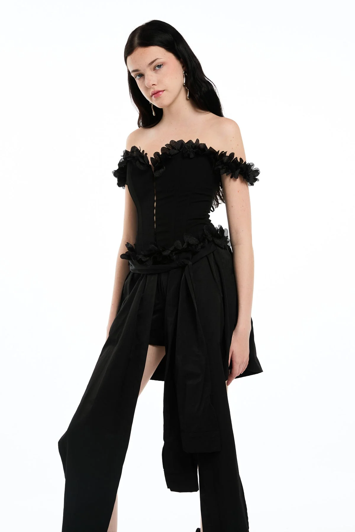 Elegant Black Off-Shoulder Corset Top