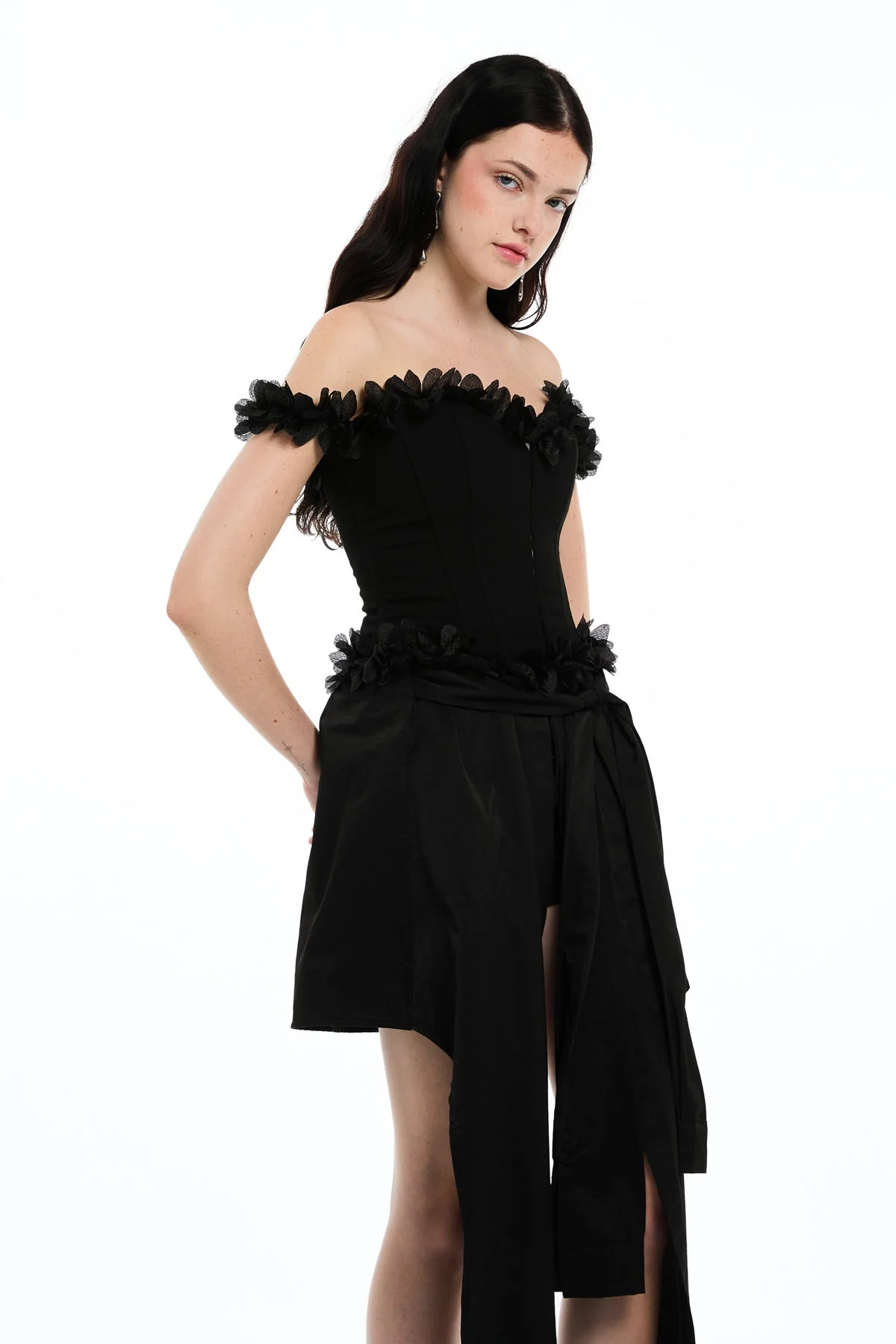Elegant Black Off-Shoulder Corset Top