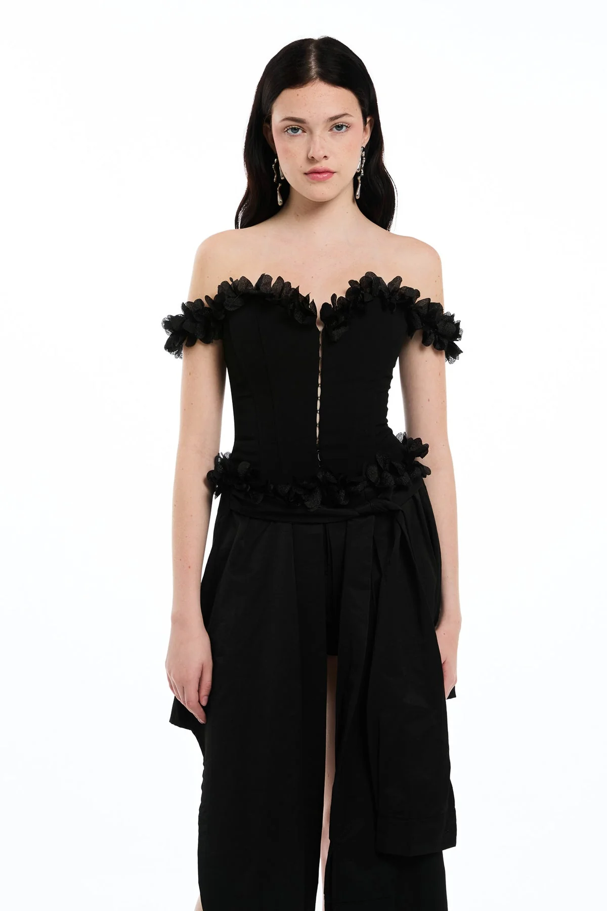 Elegant Black Off-Shoulder Corset Top