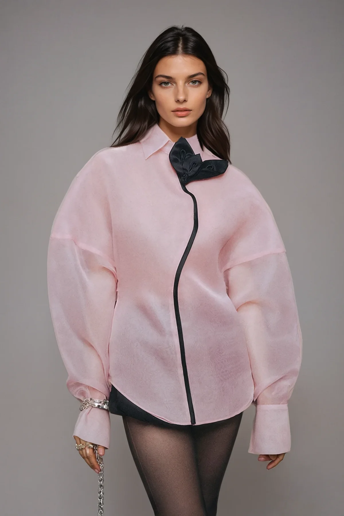 Elegant Pink Balloon Sleeve Shirt for Sophisticated Wardrobe