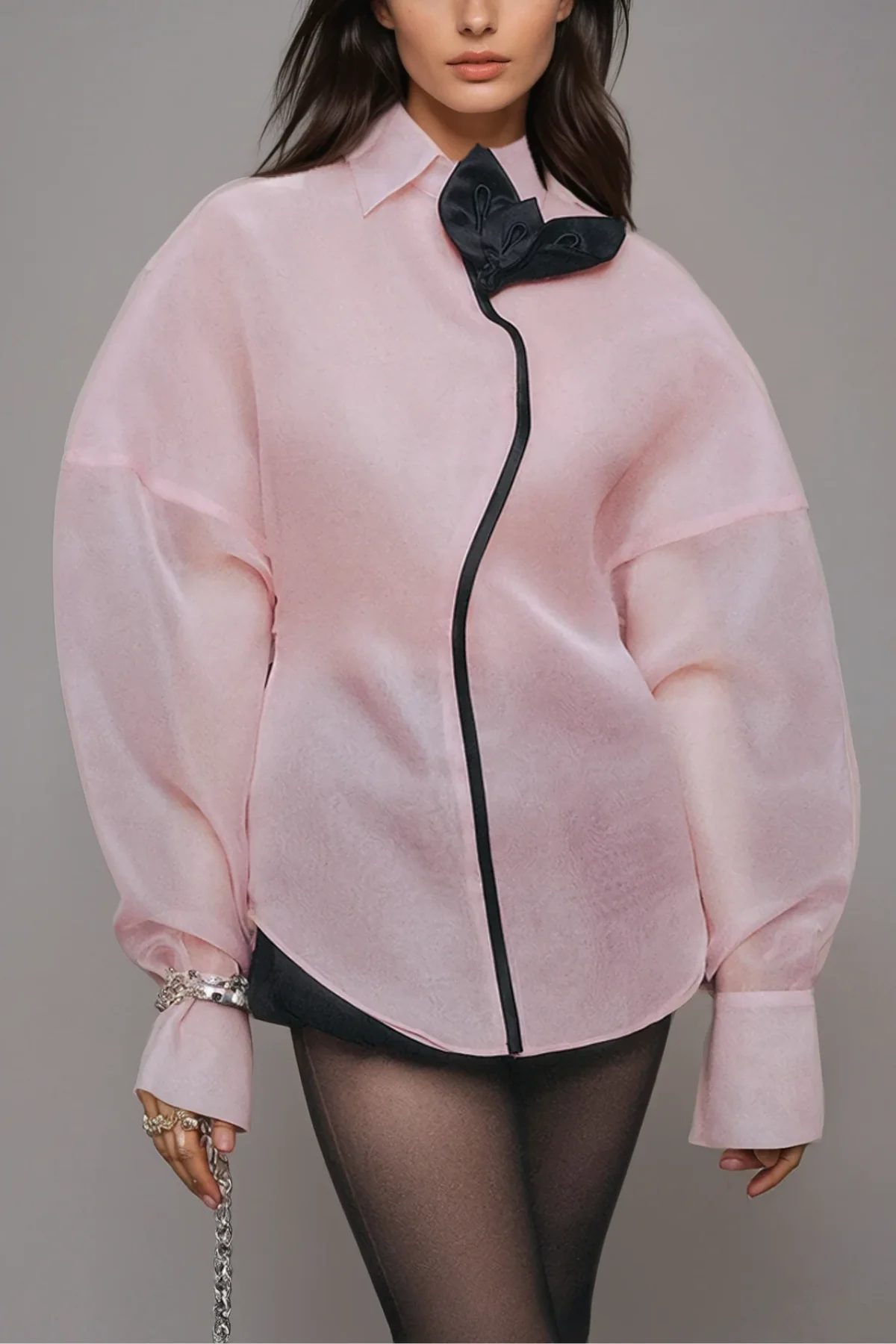 Elegant Pink Balloon Sleeve Shirt for Sophisticated Wardrobe