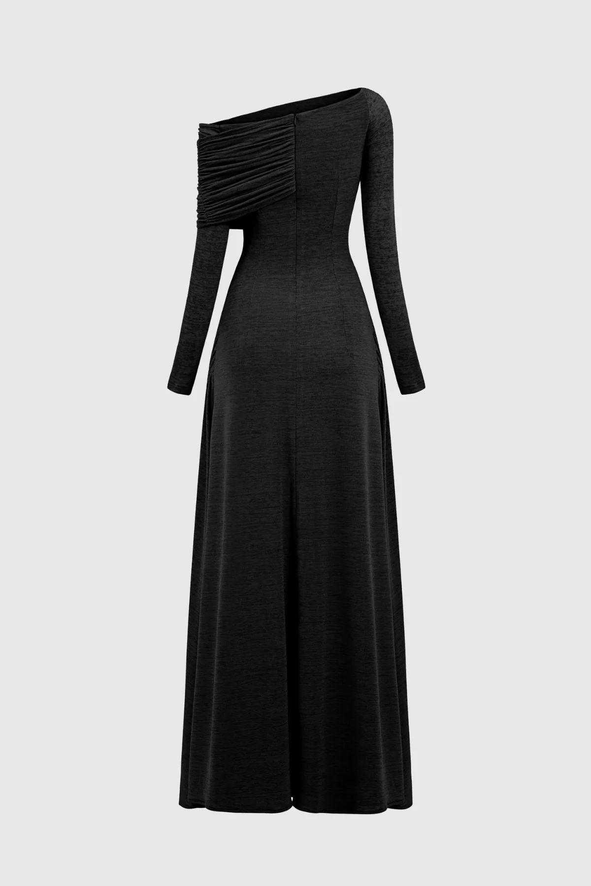Classic Asymmetric Black Maxi Dress