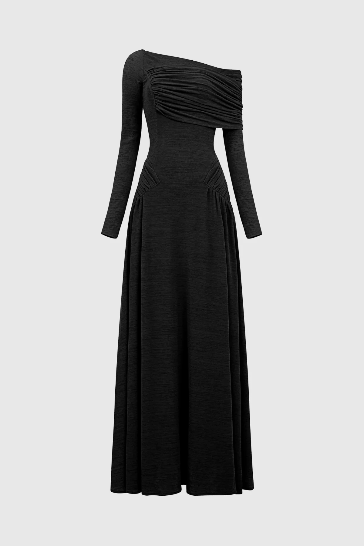 Classic Asymmetric Black Maxi Dress