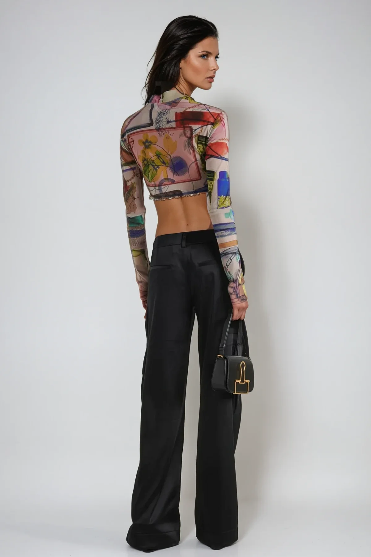 Floral Patterned Bodycon Top in Khaki | Womens Casual Charm