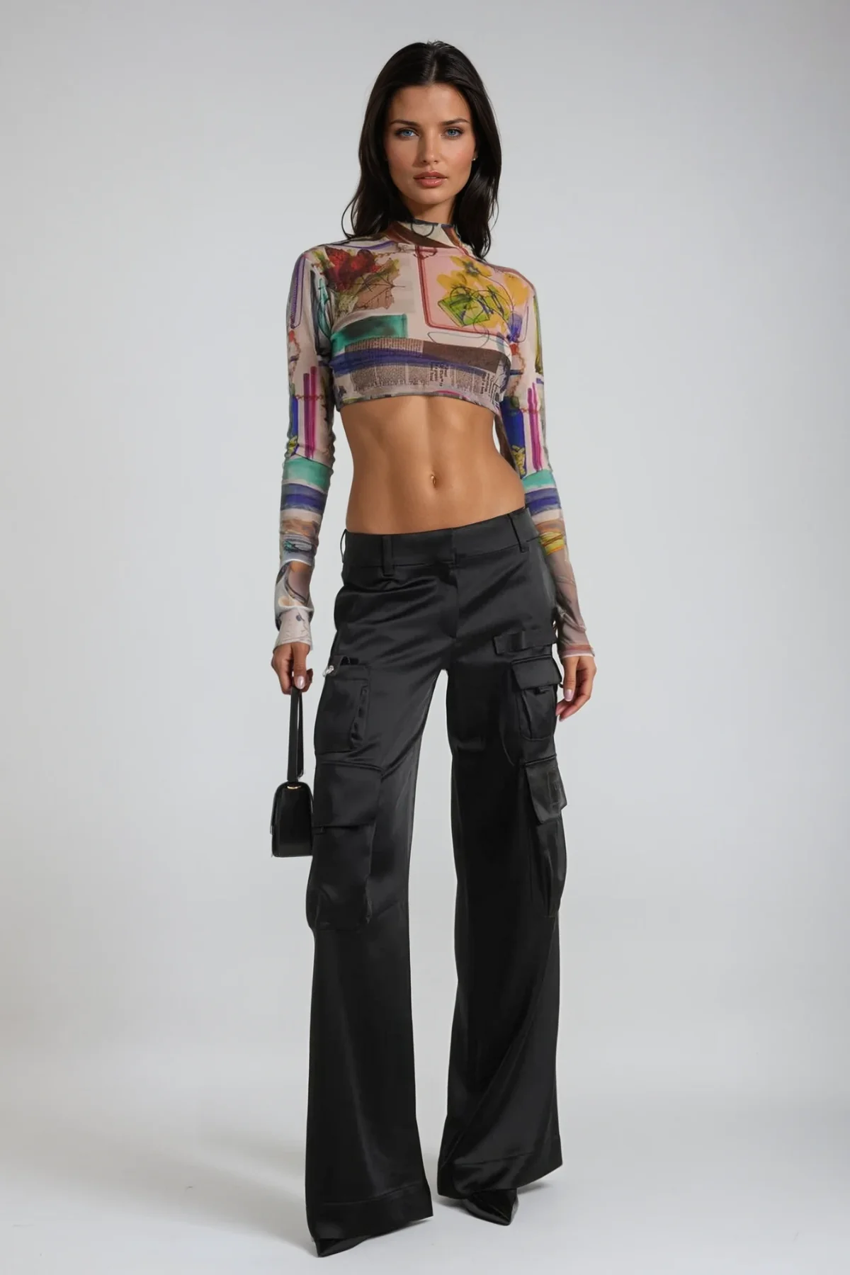 Floral Patterned Bodycon Top in Khaki | Womens Casual Charm