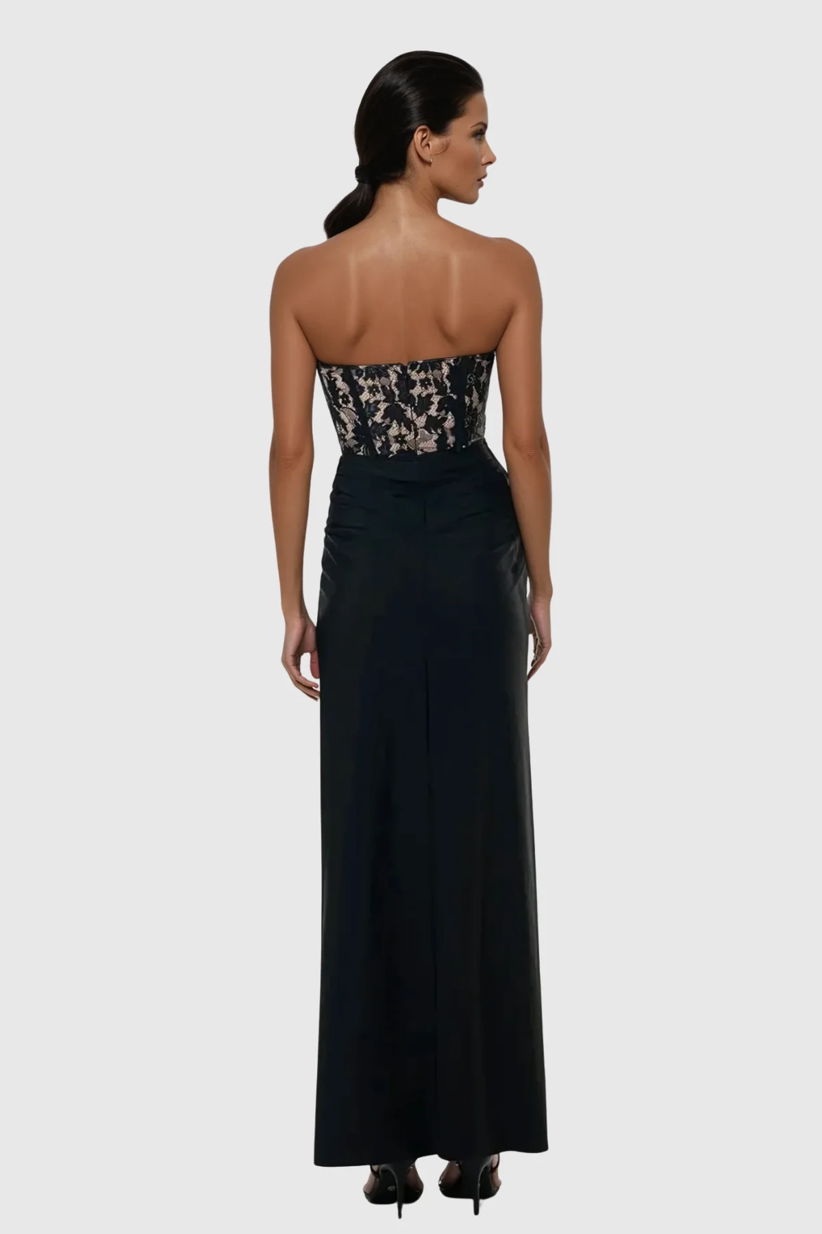 Black Lace Corset Maxi Dress - Elegant Formal Wear