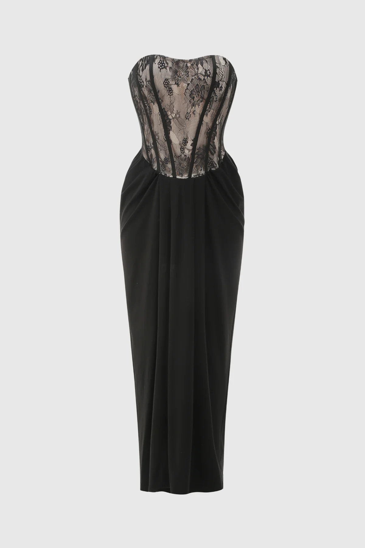 Black Lace Corset Maxi Dress - Elegant Formal Wear