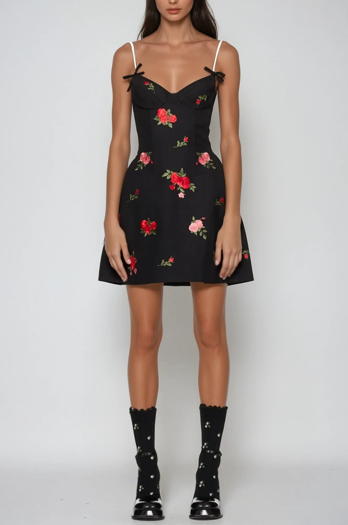 Floral Spaghetti Strap Mini Dress - Youthful & Elegant Design