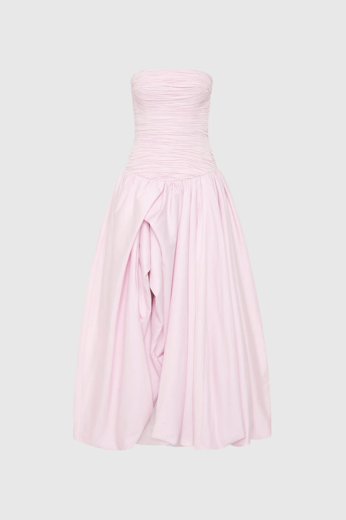 Pink Strapless Ruffle Maxi Dress