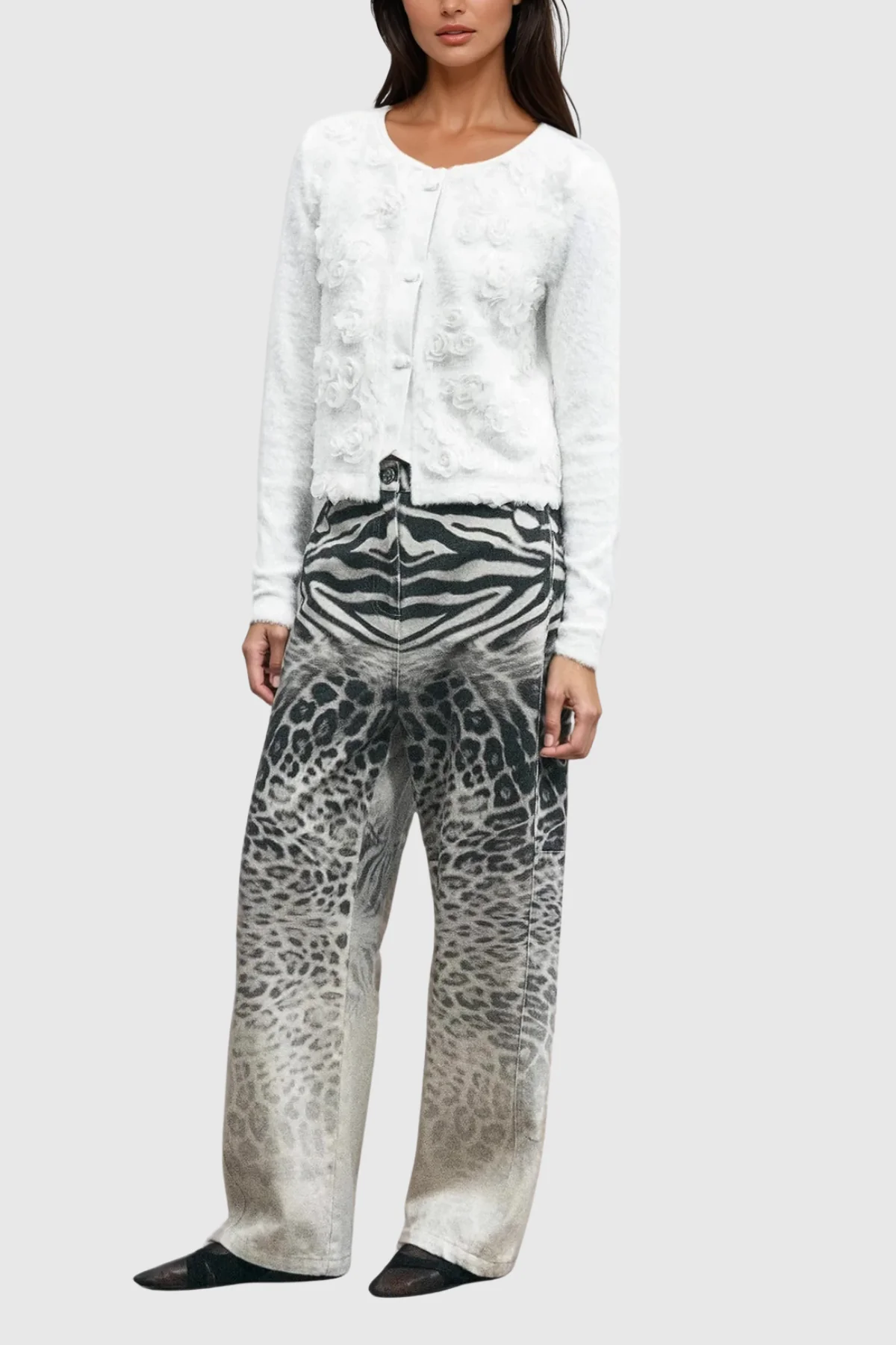 Leopard Print Straight Jeans for Women