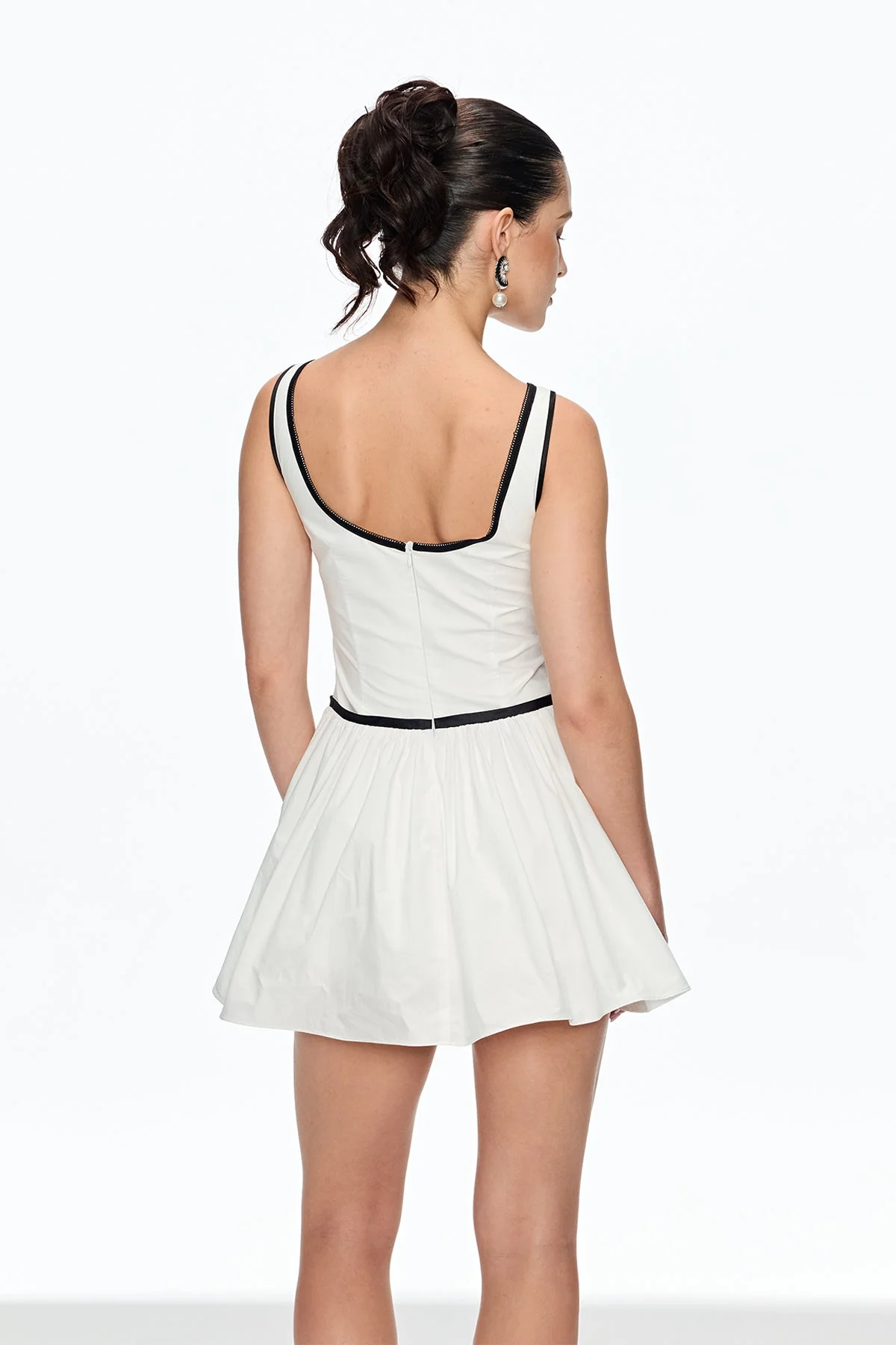 White Ruched Sleeveless Mini Dress
