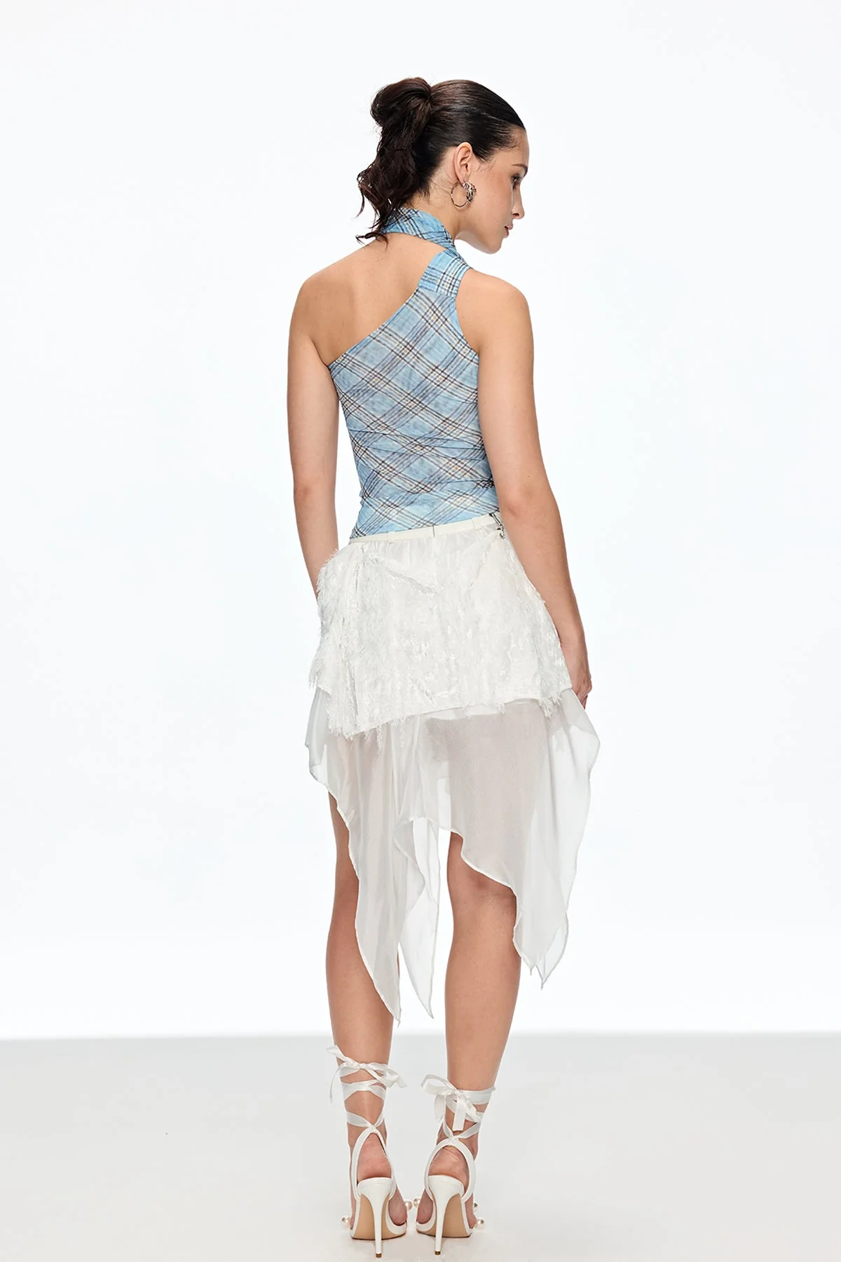 Sophisticated Grid Halter Top in Blue | Cainnech