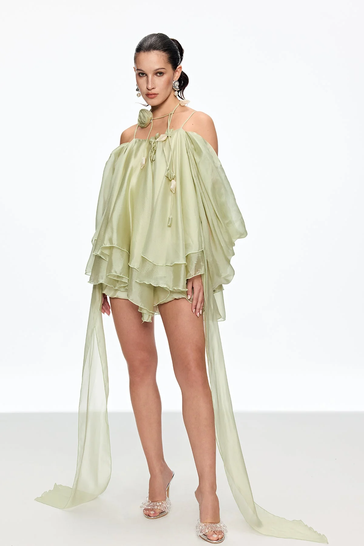 Green Lace Up Fringe Mini Dress - Stylish Occasion Wear