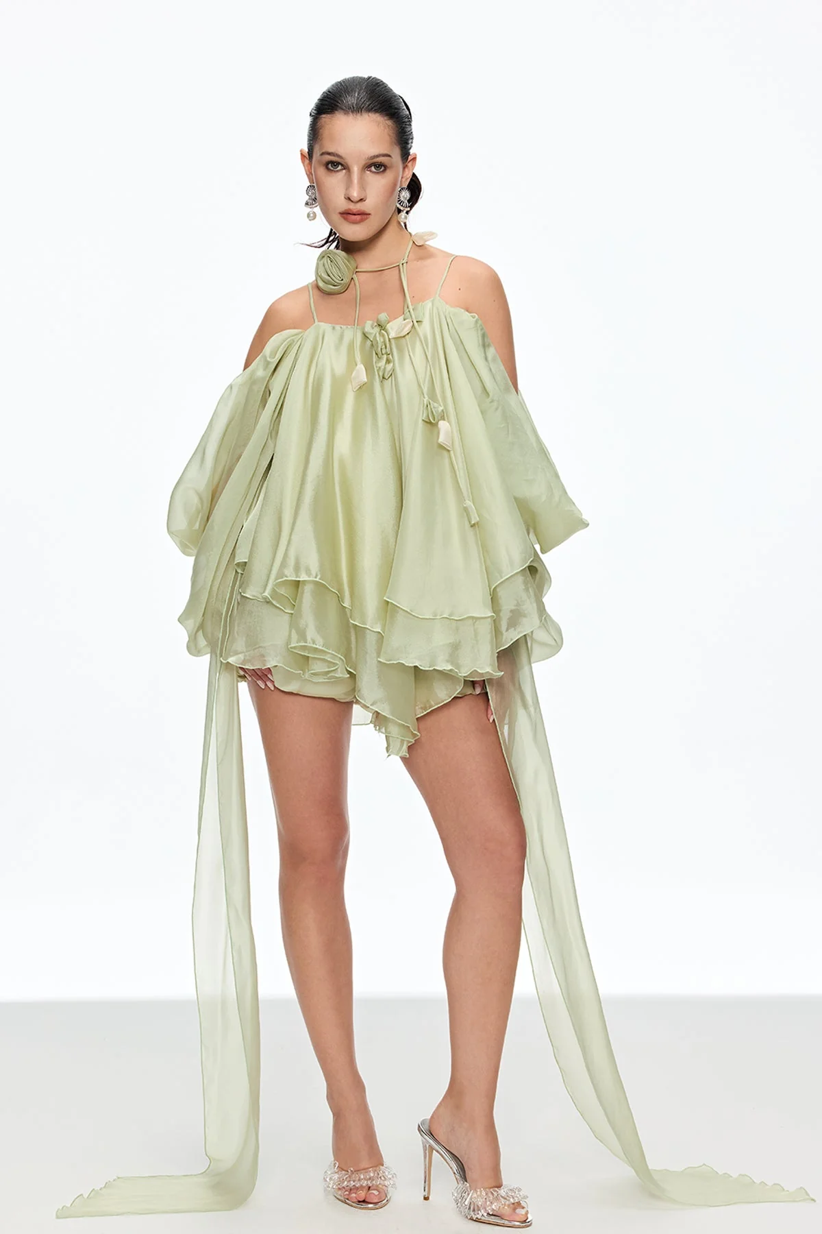 Green Lace Up Fringe Mini Dress - Stylish Occasion Wear