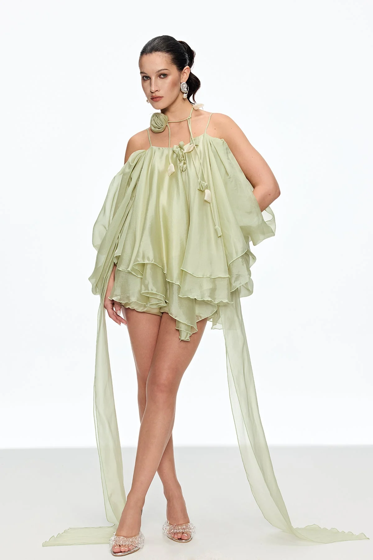 Green Lace Up Fringe Mini Dress - Stylish Occasion Wear