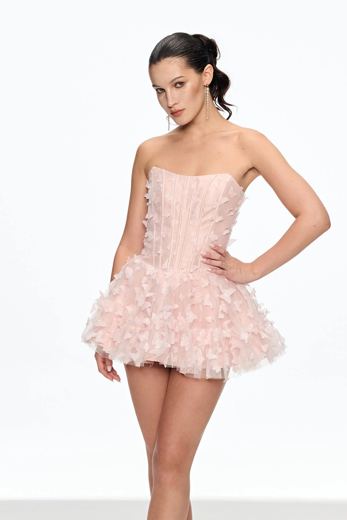 Pink Butterfly Corset Mini Dress