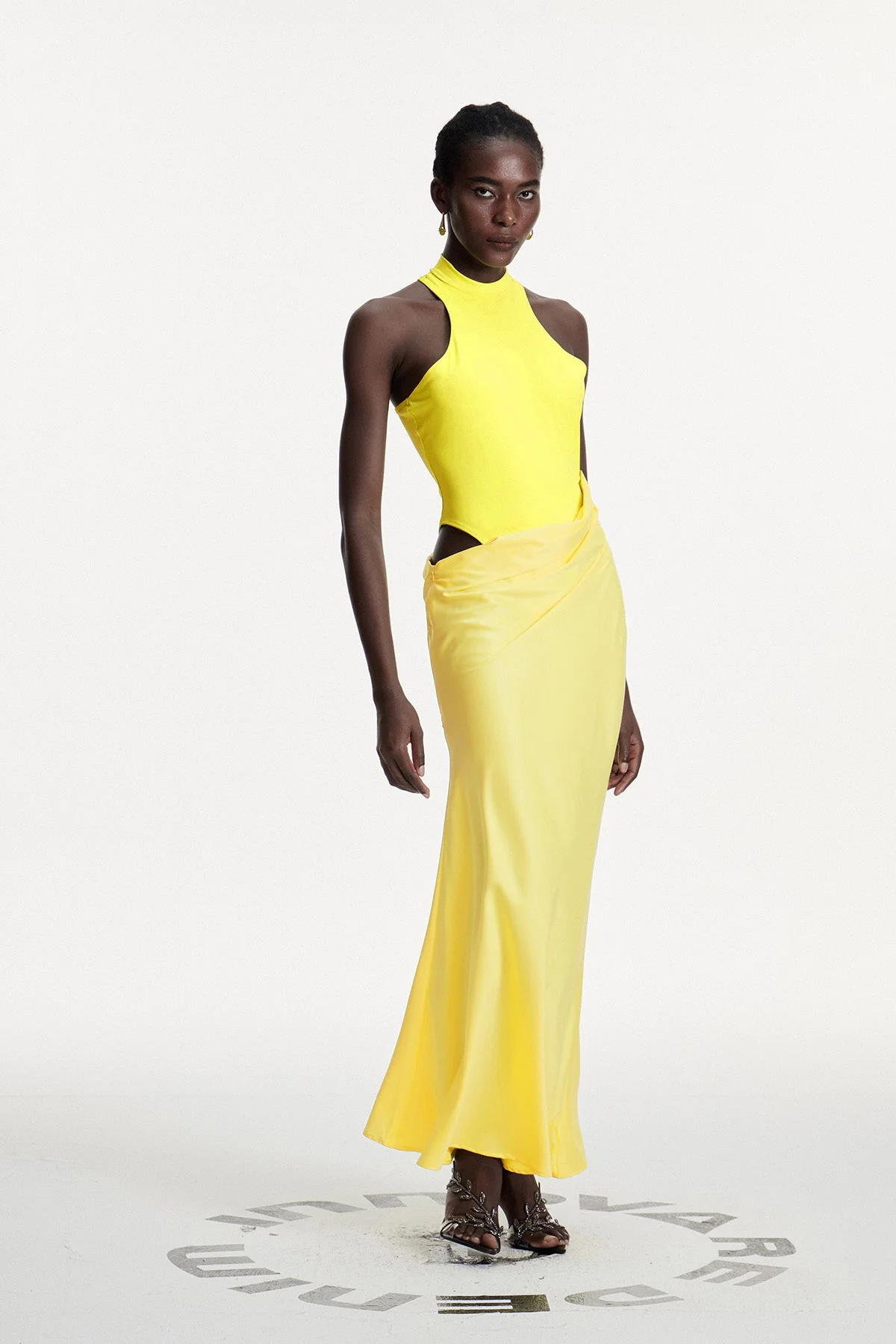 Yellow Satin Tank Top Maxi Dress - Elegant Chic Sleeveless Design
