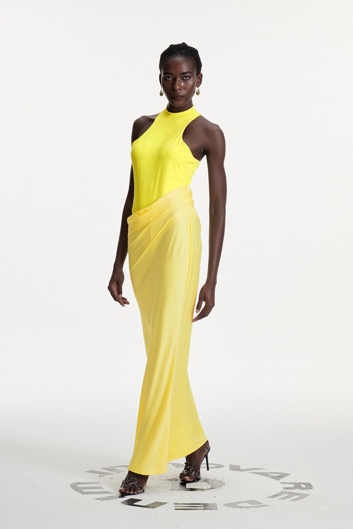 Yellow Satin Tank Top Maxi Dress - Elegant Chic Sleeveless Design