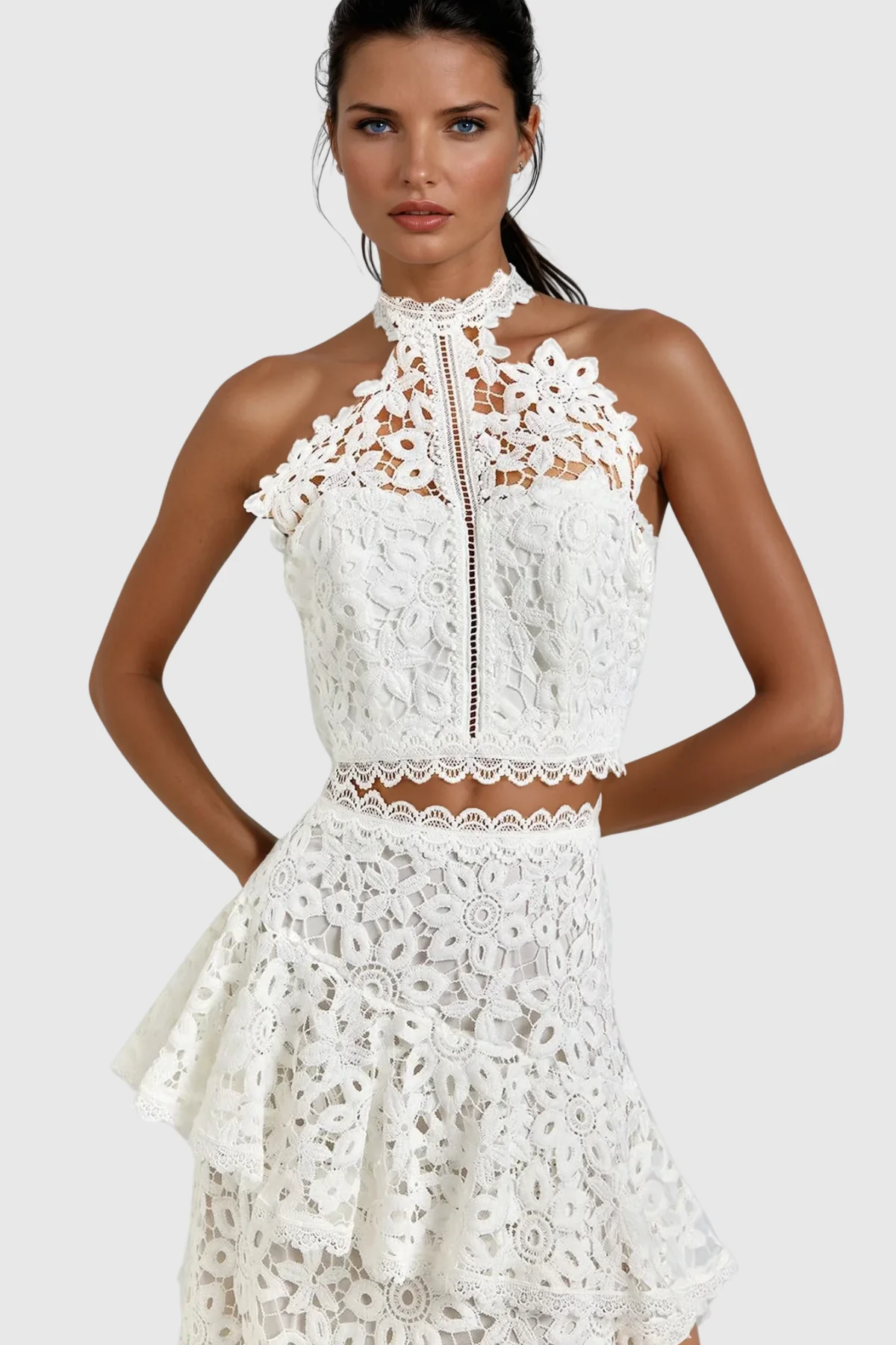 Elegant Black Lace Asymmetric Maxi Skirt Set